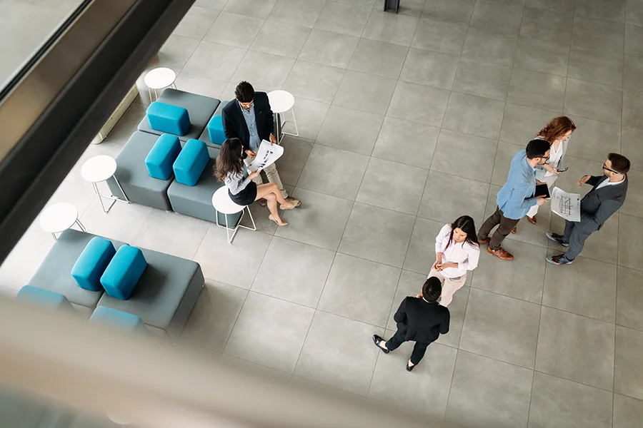 Corporate teamworking colleagues in modern office
